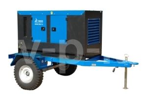 Дизельный генератор ТСС АД-128С-Т400-1РМ20 в шумозащитном кожухе на прицепе с АВР  фото